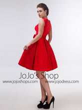 Modest Red Knee Length Formal Dress with Bow